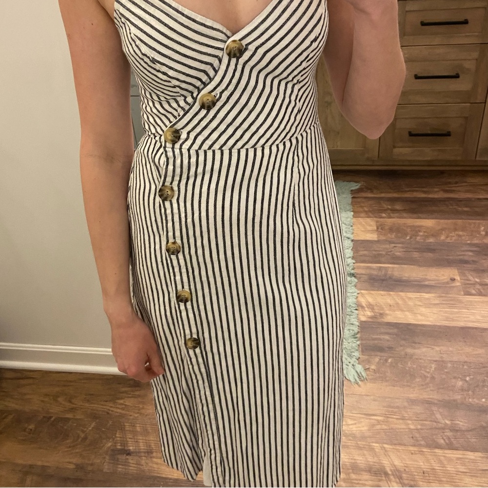 Abercrombie & Fitch Black and White Linen Blend Midi Sundress - Picture 10 of 13